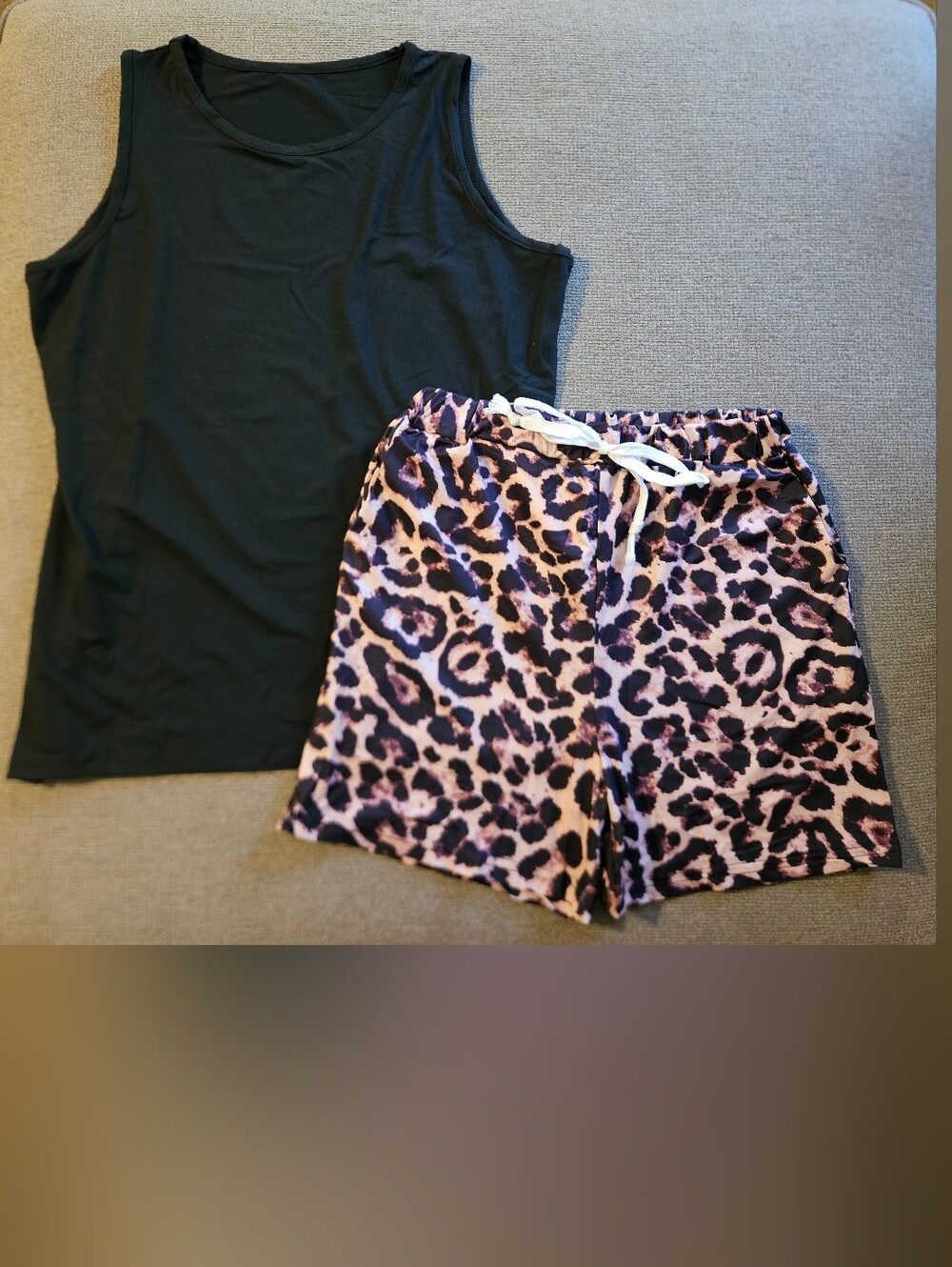 NWOT Black Tank & Leopard Print Shorts 2 Piece Set